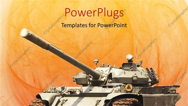  Presentation with defense - Army tank in orange background