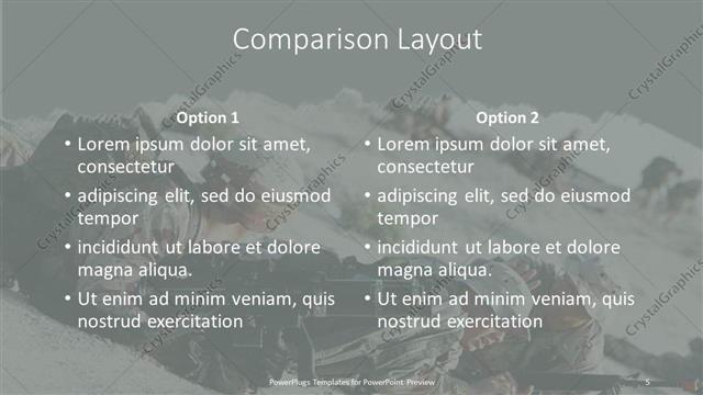 Comparison presentation slide layout