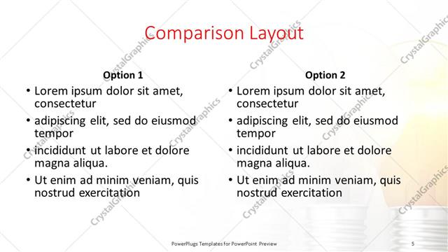 Comparison presentation slide layout