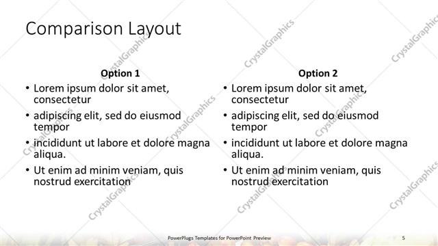 Comparison presentation slide layout