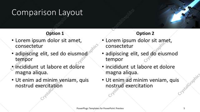 Comparison presentation slide layout