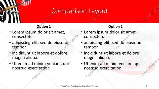 Comparison presentation slide layout