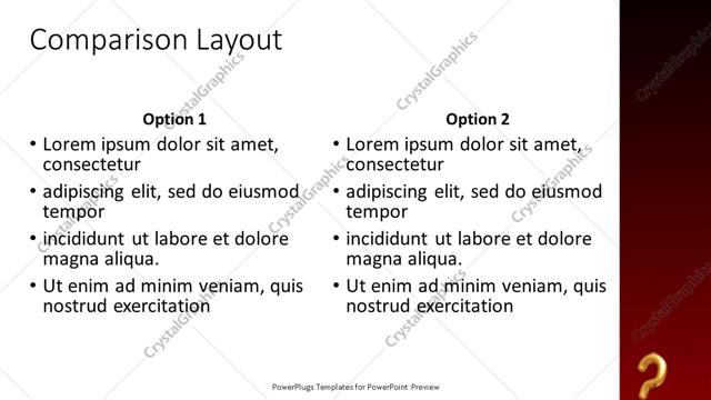 Comparison presentation slide layout