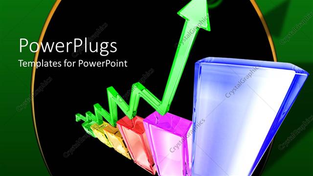  Presentation with growth - An arrow with a growth bar and blackish background