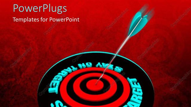  Presentation with eye - Arrow hits center of bulls eye with words Stay on Target
