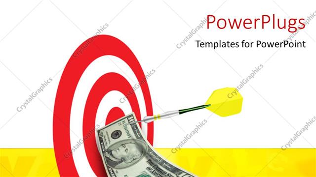  Presentation with sales - An arrow hitting the bulls eye with a dollar note