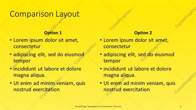 Comparison presentation slide layout
