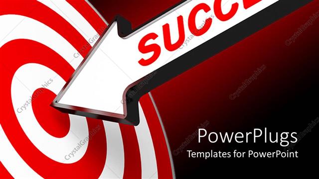  Presentation with target - An arrow hitting the middle with success written on it