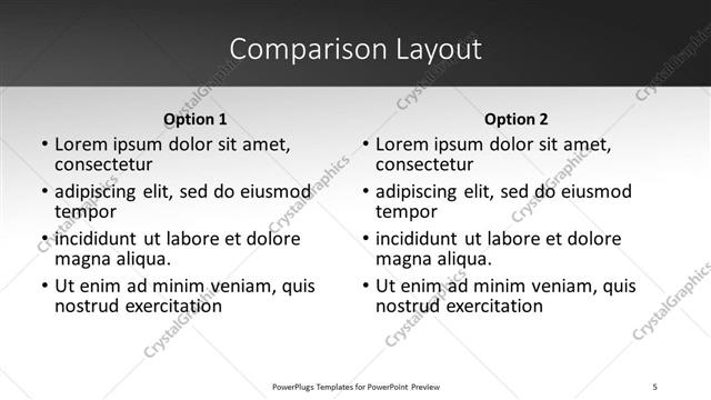 Comparison presentation slide layout