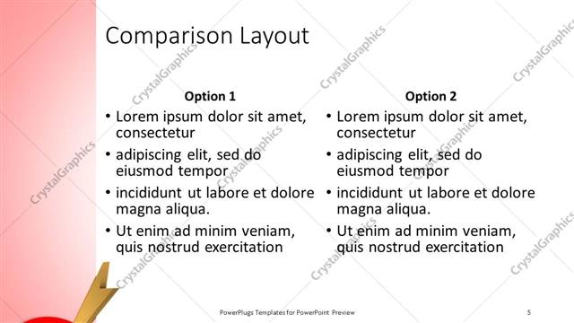 Comparison presentation slide layout