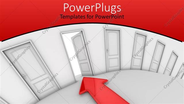 Presentation with open door - An arrow pointing towards an open door