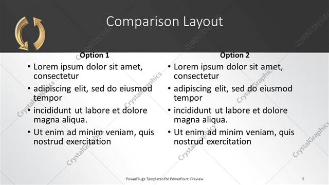 Comparison presentation slide layout