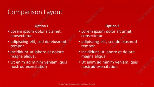 Comparison presentation slide layout