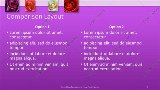 Comparison presentation slide layout