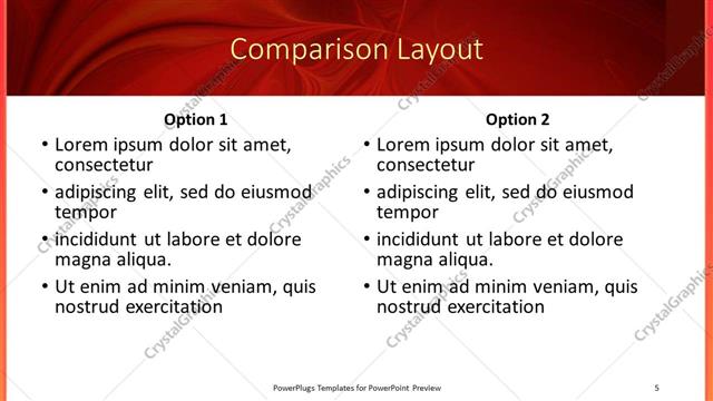 Comparison presentation slide layout