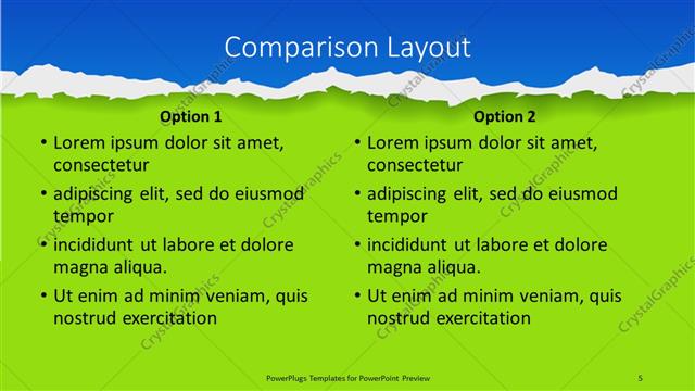 Comparison presentation slide layout