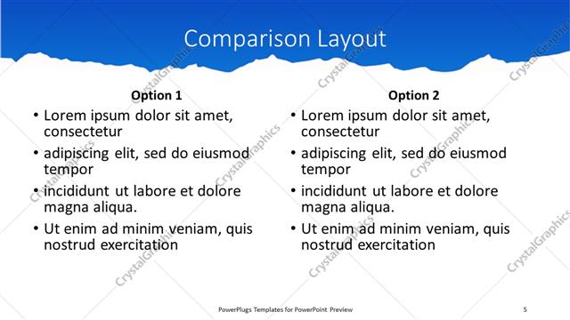 Comparison presentation slide layout