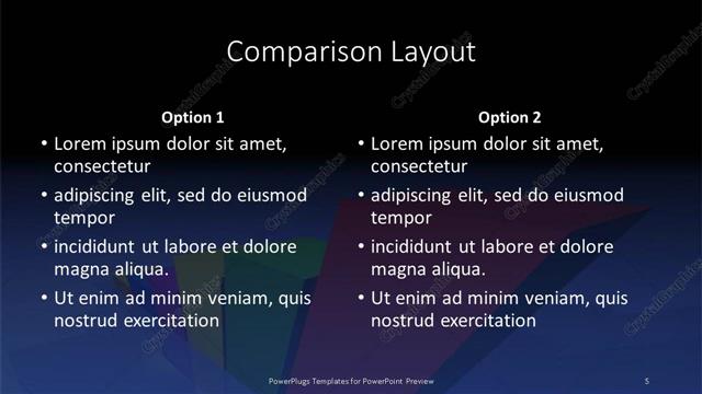 Comparison presentation slide layout