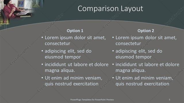 Comparison presentation slide layout