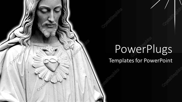  Presentation with jesus - Ash colored statue on Jesus on a black background