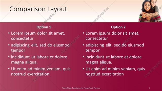 Comparison presentation slide layout