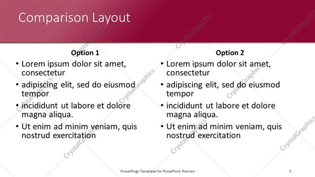 Comparison presentation slide layout