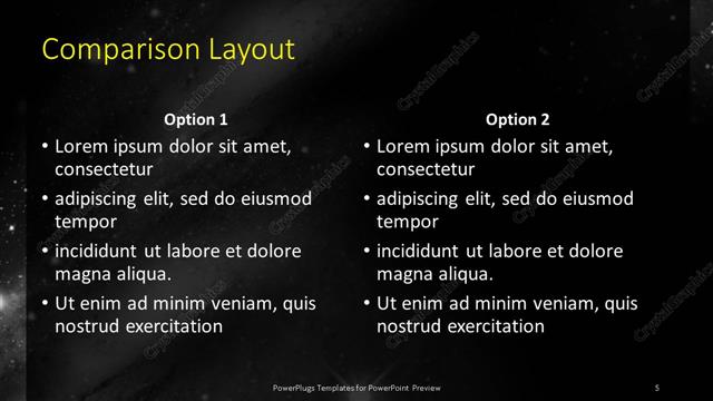 Comparison presentation slide layout