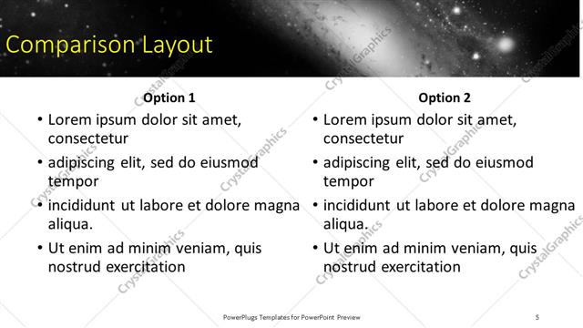 Comparison presentation slide layout