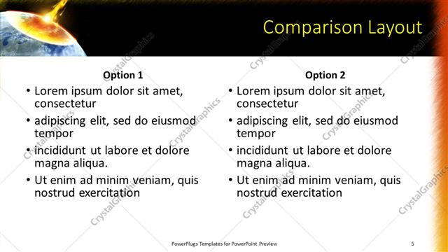 Comparison presentation slide layout