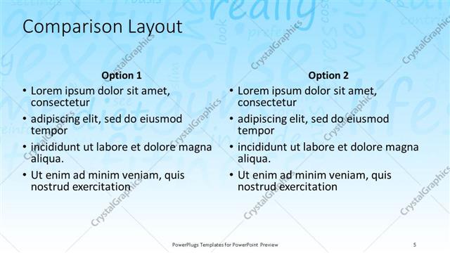 Comparison presentation slide layout