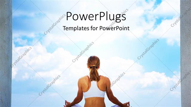  Presentation with meditation - An athletic fitness lady practicing yoga in between two pillars