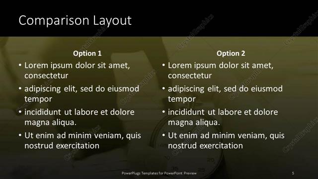 Comparison presentation slide layout