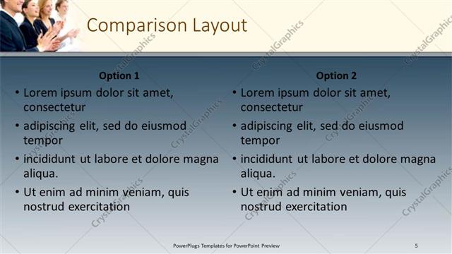 Comparison presentation slide layout