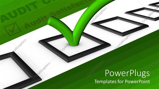  Presentation with green - Audit checklist with green tick in bright green background