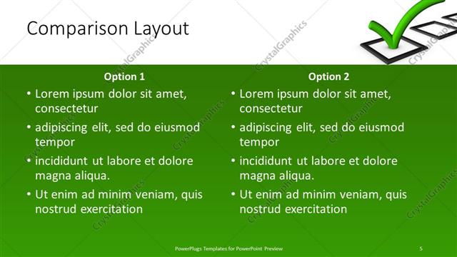Comparison presentation slide layout