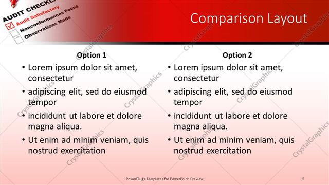 Comparison presentation slide layout