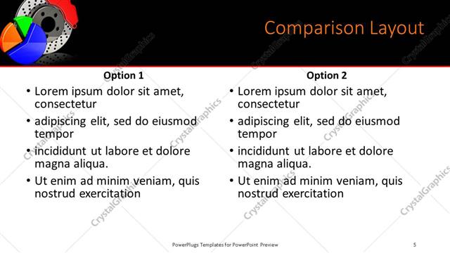 Comparison presentation slide layout