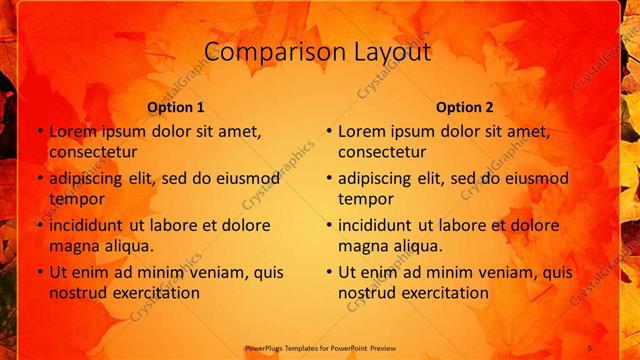 Comparison presentation slide layout