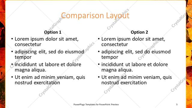 Comparison presentation slide layout