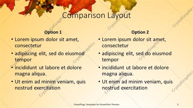 Comparison presentation slide layout