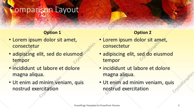 Comparison presentation slide layout