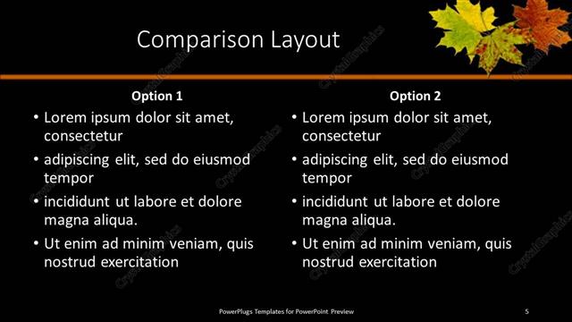 Comparison presentation slide layout