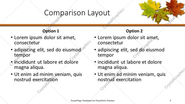 Comparison presentation slide layout