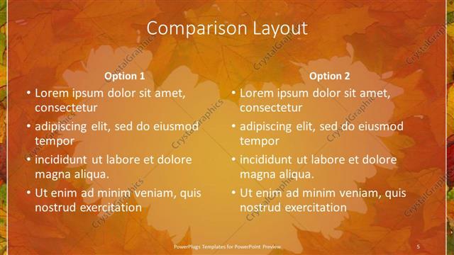 Comparison presentation slide layout