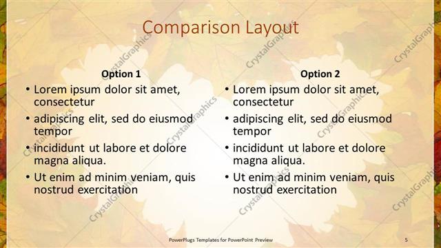 Comparison presentation slide layout