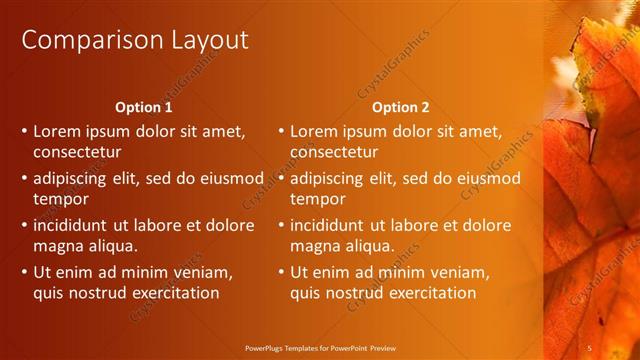 Comparison presentation slide layout