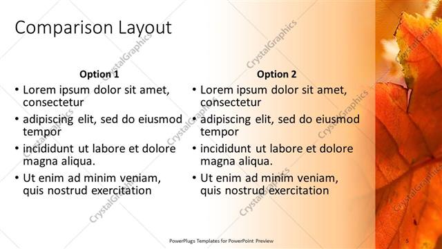 Comparison presentation slide layout