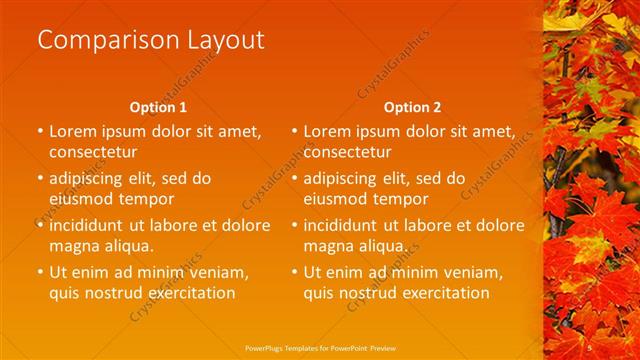 Comparison presentation slide layout