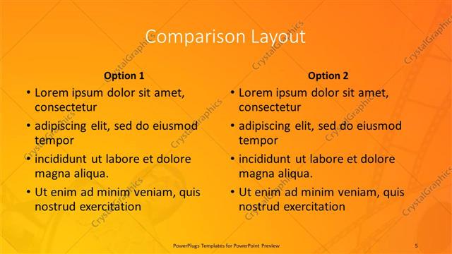 Comparison presentation slide layout