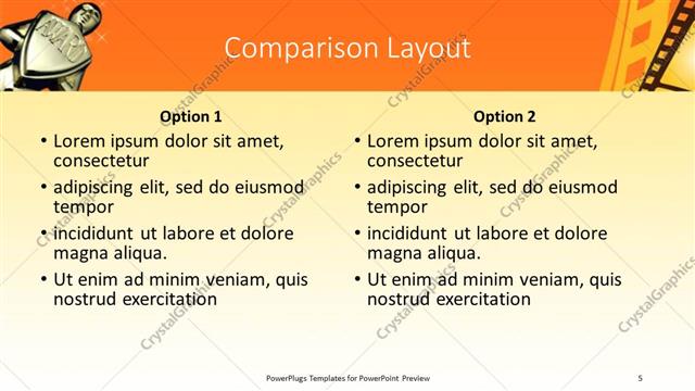 Comparison presentation slide layout